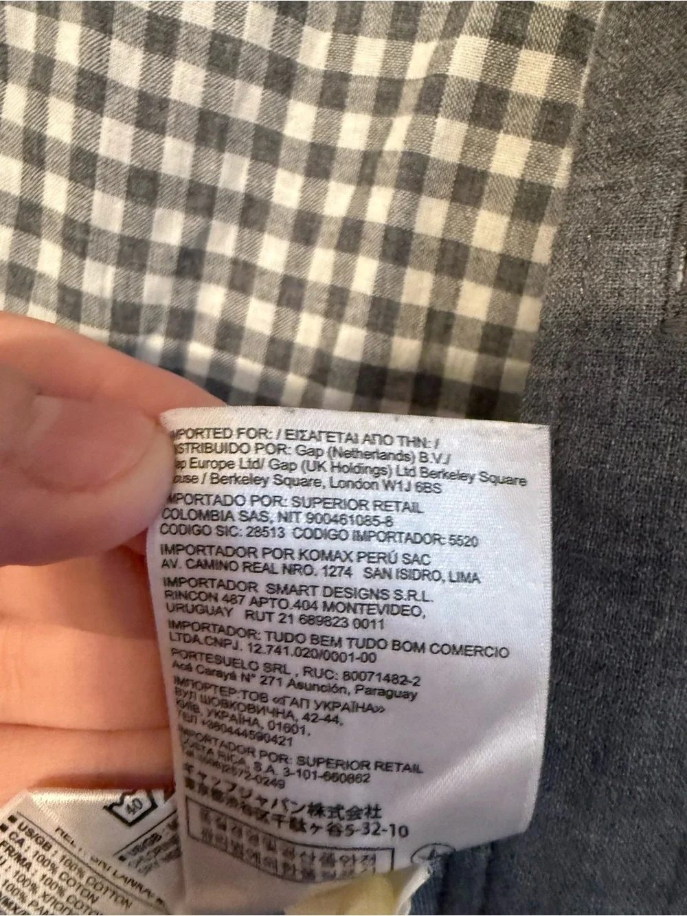 Banana Republic Men's Gray Button-Front Shirt with Check Lining